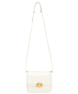 Round Metal Buckle Square Shaped Crossbody Bag SP6808 WHITE
